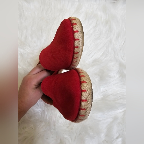 FUN VERBENAS Made In Spain, Suede Carmen Flat Espadrilles, Red - Picture 8 of 14